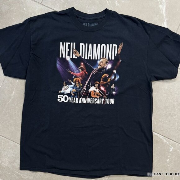 Neil Diamond 50th Anniversary Tour Concert T-Shirt L XL Black 2017 Graphic Crew - Picture 3 of 10